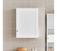 SoBuy Meuble Haut Salle de Bain - Armoire de Salle de Bain Suspendue avec Porte et Étagères Réglables, Etagere Murale en Bois pour Cuisine, Entrée - Armoire à Pharmacie, Blanc, 40x52x23cm, BZR19-W