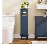 SoBuy BZR192-B Porte Papier Toilette étroit, Meuble WC, Support Papier Toilette, Armoire Toilettes, 1 Porte, 22 x 20 x 81 cm, Bleu bleu