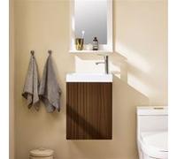 SoBuy Meuble suspendu BZR196-BR avec lavabo Marron 40x22x56 cm