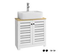 SoBuy Meuble sous Lavabo Salle de Bain Meuble Salle de Bain avec Étagères Réglables, Poignées Argentées Ensemble de Meubles de Rangement 60x59x30 cm BZR40-W