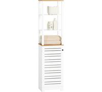 SoBuy BZR43-W Armoire haute de salle de bains Armoire de salle de bains Étagère sur pied