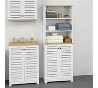 SoBuy BZR44-W Meuble Colonne de Salle de Bain Armoire Haute Meuble de Rangement avec 3 blanc G