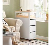 SoBuy Meuble Salle de Bain à roulettes, Armoire de Salle de Bain Étroit avec 3 Tiroirs et Étagère Réglable, Petit Meuble WC en Bois pour Toilette, Blanc, 65x23x82cm BZR54-W