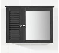 SoBuy BZR55-DG Armoire de toilette avec porte à lamelles, armoire murale avec porte miroir, armoire murale, armoire de salle de bain, miroir, miroir mural, armoire de salle de bain