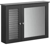 SoBuy BZR55-DG Armoire de toilette avec porte à lamelles Armoire murale avec porte miroir Meuble de salle de bain gris foncé