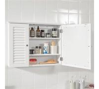 BZR55-W Armoire Miroir Meuble Haut de Salle de Bain Armoire Suspendue avec Porte