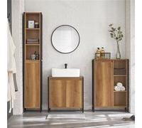 SoBuy BZR65-PF Meuble Bas de Salle de Bain avec Bac à Linge Armoire à Linge Marron G