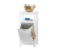 SoBuy Meuble Salle de Bain avec Panier à Linge Meuble Buanderie 42x30x90 cm | Armoire Toilette avec 1 Panier à Linge Basculant - Meuble de Rangement, Corbeille et Coffre à Linge, BZR67-W