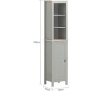 Sobuy Bzr68-Hg Meuble Colonne De Salle De Bain, Armoire Haute, Placard De Rangement, Étagère De Rangement, - L39cm X P30cm X H169cm, Gris Gris