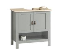 SoBuy Meuble sous Lavabo, Meuble sous Vasque, Meuble de Salle de Bain, Placard de Rangement, Armoire Salle de Bain avec 2 Portes et 1 Compartiment Ouvert, 60 x 30 x 60 cm, Gris, BZR69-HG