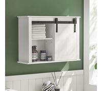 Sobuy Bzr71-W Armoire Murale Salle De Bain, Placard Toilette Suspendu, Placard De Rangement, Avec 1 Porte De Grange, 68 X 20 X 48 Cm, Blanc Multicolore