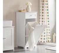 SoBuy BZR73-W Meuble Bas de Salle de Bain Corbeille à Linge Armoire Toilette Meuble de Rangement avec 1 Tiroir et 1 Panier à Linge, Blanc, 38x40x90cm Multicolore