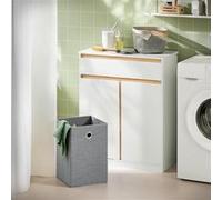 SoBuy Meuble Salle de Bain avec Panier à Linge et Tiroir - Petit Meuble Rangement WC Toilette, Armoire de Salle de Bain Blanche 71x33x85cm BZR79-W