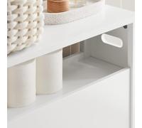 SoBuy Meuble de Rangement Salle Bain Étroit, Support Papier Toilette, Armoire Toilettes WC avec 2 Paniers Amovibles Polyvalente pour Bain, Cuisine, Salon, 20x70x60 cm, BZR83-W Blanc