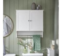 SoBuy BZR84-W Meuble Haut de Salle de Bain, Armoire Haute Murale, Placard Mural, Meuble Blanc G