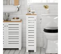 SoBuy Porte-papier toilette vertical BZR85-W meuble WC étroit blanc