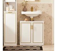 SoBuy BZR86-W Meuble sous-Lavabo, Meuble sous-Vasque à 2 Portes, Meuble sous Évier, Salle Blanc G