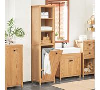SoBuy BZR95-N Armoire haute Armoire de salle de bain étroite avec sac à linge Armoire de salle de bain Étagère de salle de bain Meuble de salle de bain Naturel LHT env. 40x172x35cm