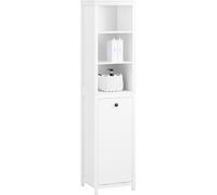 SoBuy BZR95-W Armoire haute Armoire de salle de bain étroite avec sac à linge Armoire de salle de bain Étagère de salle de bain Meuble de salle de bain blanc LHT env. 40x173x35cm