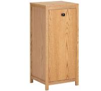 SoBuy Armoire à Linge avec Sac à Linge, Meuble Bas de Salle de Bain, Commode pour Salle de Bain, Coffre à Linge, Porte Vêtement avec 1 Panier à Linge, Naturel, 40x35x90 cm, BZR96-N