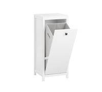 SoBuy BZR96-W Armoire à linge avec coffre à linge dépliant Sac à linge Panier à linge Armoire de salle de bain Meuble de salle de bain blanc LHT environ 40x90x35cm