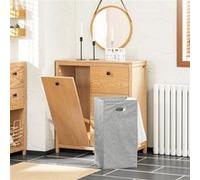 SoBuy BZR97-N Meuble Bas de Salle de Bain avec 3 Tiroirs et 1 Panier à Linge, Naturel, 80x35x90