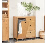 SoBuy BZR97-N Armoire à linge avec sacs à linge dépliables Sac à linge Coffre à linge Armoire de salle de bain Meuble de salle de bain Nature LHT environ 80x90x35cm