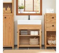 SoBuy BZR98-N Meuble sous-Lavabo, Meuble sous-Vasque à 2 étages réglable et 2 Portes, Bois G