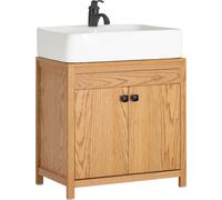 SoBuy BZR98-N Meuble sous-lavabo Salle de bain Armoire sous-lavabo Meuble de salle de bain Naturel LHT env. 60x60x35cm