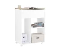 SoBuy Caisson à Roulettes avec Tiroirs et Support Imprimante Roulant, Organiseur de Bureau - 63x42x88 cm, Blanc, ASK10-WN