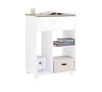Caisson de Bureau à Roulettes, Support d'Imprimante avec Tiroirs, Blanc