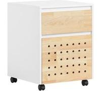 Caisson De Bureau À Roulettes Effet Bois Blanc Avec Tiroir Et Porte Blanc