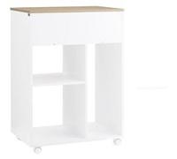 SoBuy Caisson de Bureau à Roulettes, Support d'Imprimante avec Tiroirs, Blanc Blanc G
