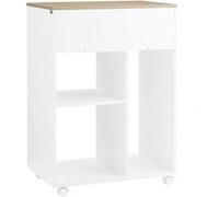 Sobuy caisson de bureau à roulettes, support imprimante roulant, organiseur bureau, meuble de rangement bureau, caisson de rangement avec tiroirs, - 63x42x88 cm, blanc, ask10-wn Blanc G