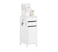 SoBuy Caisson de Bureau et Meuble de Rangement 2 Tiroirs 1 Porte avec Crochets Table de Chevet ou Bout de Canapé, Blanc, 32x40x76
