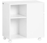 SoBuy Caisson de Bureau Mobile avec Tiroirs, Support d'Imprimante Roulant - Blanc