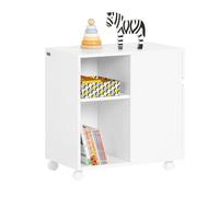 SoBuy Caisson de Bureau Support Imprimante Roulant Organiseur Bureau Mobile Caisson avec Tiroirs et Compartiments, Meuble de Rangement Bureau - 58x35x59 cm, ASK05-W