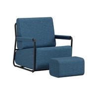 SoBuy Canapé avec Tabouret, Mousse Haute élasticité 30D, 67x74x78cm | Fauteuil relax avec dossier et repose-pieds, design ergonomique pour chambre, salon et petits espaces, bleu, FST99-B