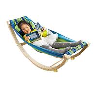 SoBuy Chaise a Bascule, Lit Enfant Bébé, Hamac Enfant, Chaise Longue à Bascule, Rocking-Chair, pour Chambre, Patio, Salon, Jardin, 124x36x45 cm, KMB16-J