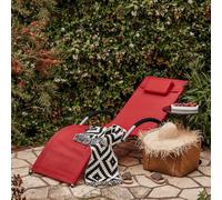 SoBuy Chaise longue de plage Chaise longue de jardin avec coussin pour jardins, cours, plages, balcons Charge de 100 kg Rouge LHT env. 55x67x165cm OGS38-R