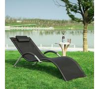 SoBuy Chaise longue de plage Chaise longue de jardin avec coussin pour jardins, cours, plages, balcons Charge de 100 kg Noir OGS38-SCH
