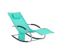 SoBuy OGS28-TB Chaise Longue Transat de Jardin Bascule avec Appui-Tête Réglable, Pochette de Rangement et Repose-Pieds, Confort Ergonomique, pour Extérieur, Balcon, Plage
