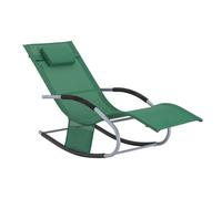 SoBuy OGS28-WD Chaise longue de jardin résistante aux intempéries Chaise longue à bascule avec coussin Chaise longue de relaxation Chaise longue à bascule Chaise longue de plage jusqu'à 150 kg Vert fo