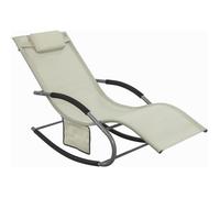 SoBuy Chaise Longue Transat Pliable Bain de Soleil à Bascule - Aluminium Ergonomique Terrasse Jardin Plage, Beige, OGS28-MI