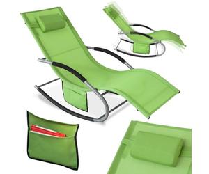 SoBuy Chaise Longue Transat Pliable Jardin Fer - Bain de Soleil Ergonomique à Bascule Relax - Fauteuil Extérieur Confortable Plage pour Terrasse Balcon Camping, Vert, OGS28-GR