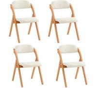 SoBuy Chaise Pliante Bois Confortable - Chaise Pliante avec Assise rembourrée, Blanc 47,5 x 59 x 77 cm