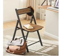 SoBuy Chaise Pliante Robuste en Bois et Métal Chaise Visiteur Chaise Pliable Style Industriel pour Cuisine, Bureau 46 x 48 x 80 cm, FST88-PF