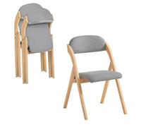 SoBuy Chaise Salle à Manger Lot de 2 Chaise Pliante Bois Rembourrée Ergonomique - Chaise de Cuisine et de Bureau Compacte pour Salle à Manger ou Salon, pour Petits Espaces Gris Clair FST92-Nx2