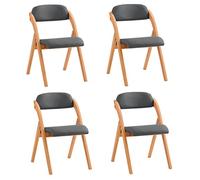 SoBuy Chaise Salle à Manger Lot de 4 Chaise Pliante Bois Rembourrée Ergonomique - Chaise de Cuisine et de Bureau Compacte pour Salle à Manger ou Salon, pour Petits Espaces Gris Foncé FST92-SGx4
