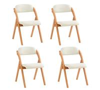 SoBuy Chaise Salle à Manger Lot de 4 Chaise Pliante Bois Rembourrée Ergonomique - Chaise de Cuisine et de Bureau Compacte pour Salle à Manger ou Salon, pour Petits Espaces Blanc FST92-Wx4